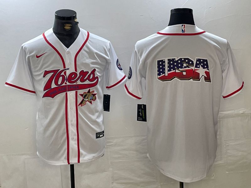 Men Philadelphia 76ers Blank White Jointly 2024 Nike NBA Jersey style 4->philadelphia 76ers->NBA Jersey